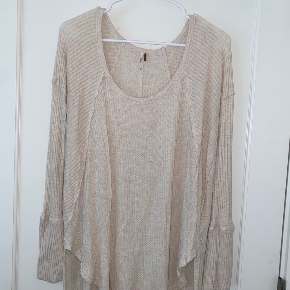 Beige Free People flowy long sleeve, size M